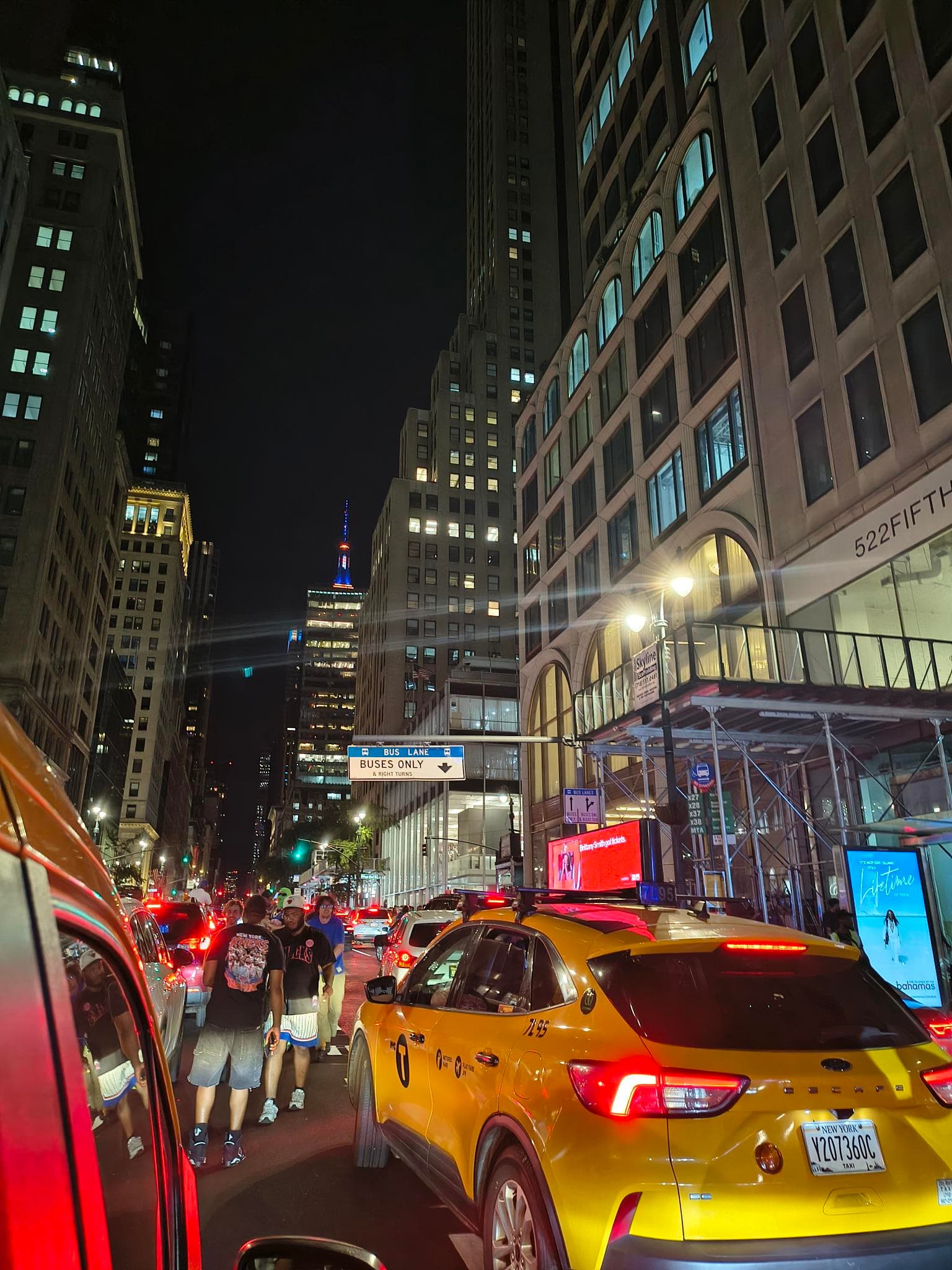New York City street at night during Nina Kidd’s Carnegie Hall trip